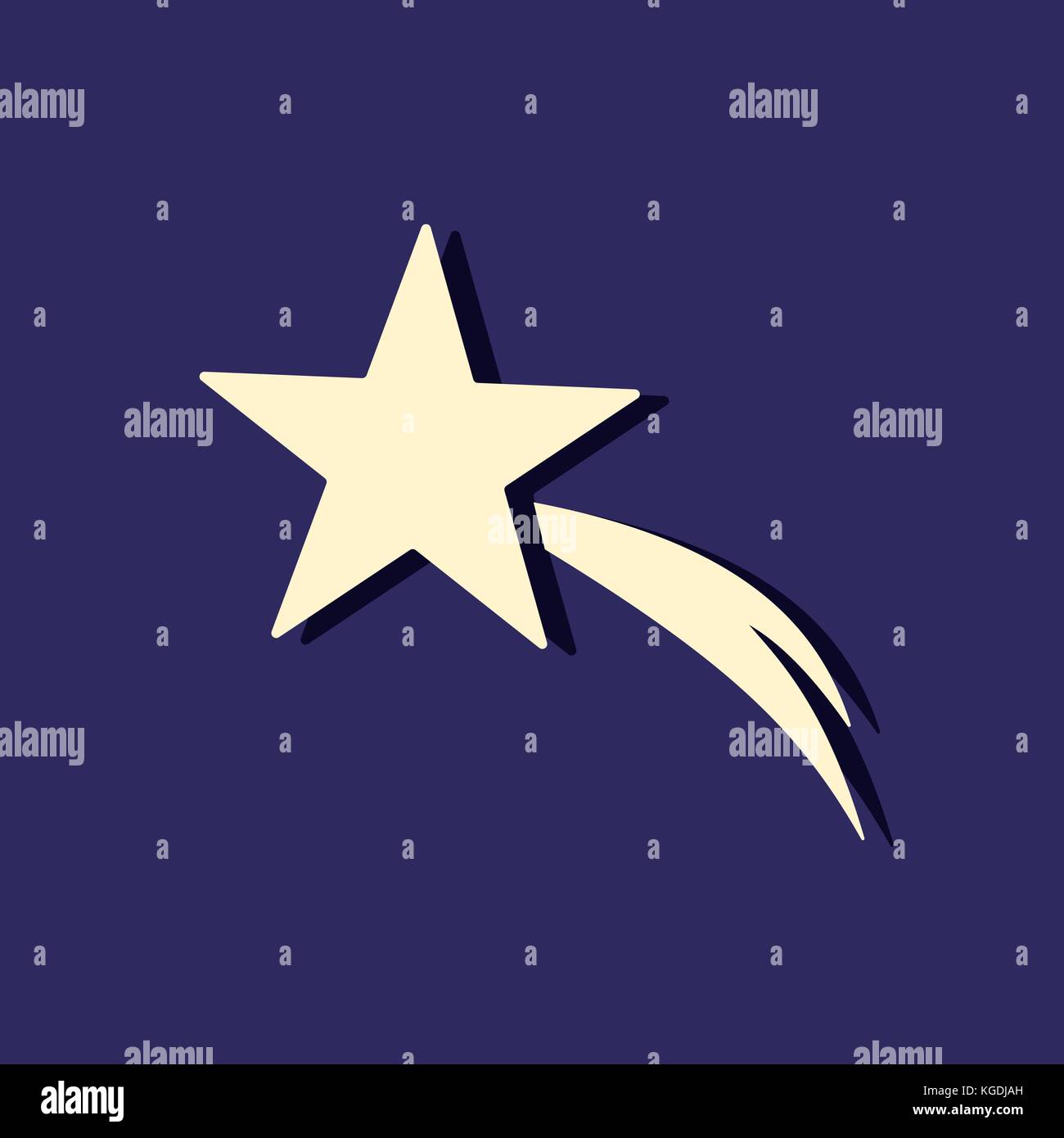 Christmas star icon in the night sky. Vector illustration Stock Vector
