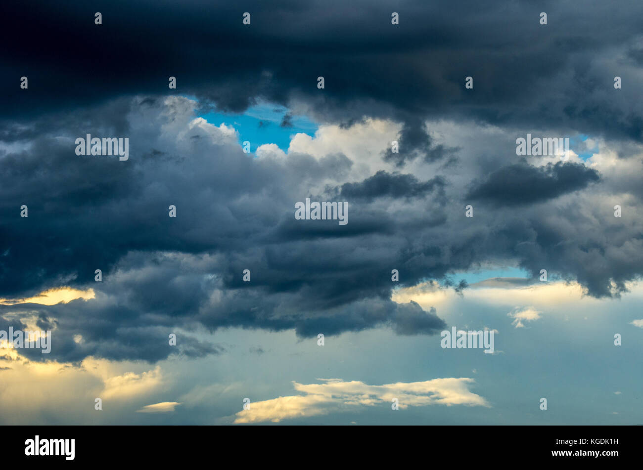 Dramatic sunset sky with colorful clouds after thunderstorm Stock Photo ...