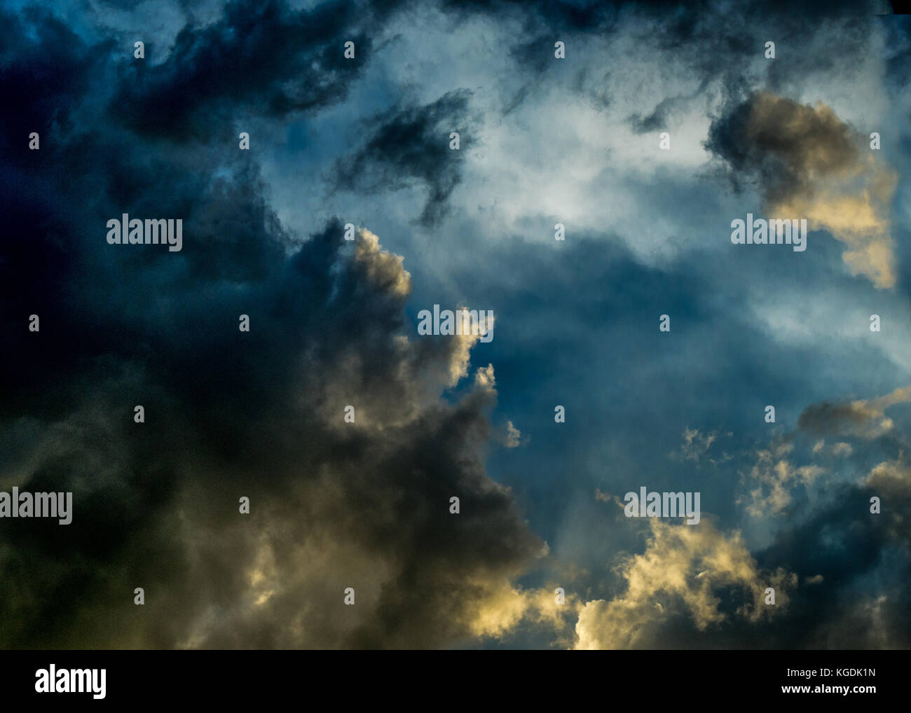 Dramatic sunset sky with colorful clouds after thunderstorm Stock Photo ...
