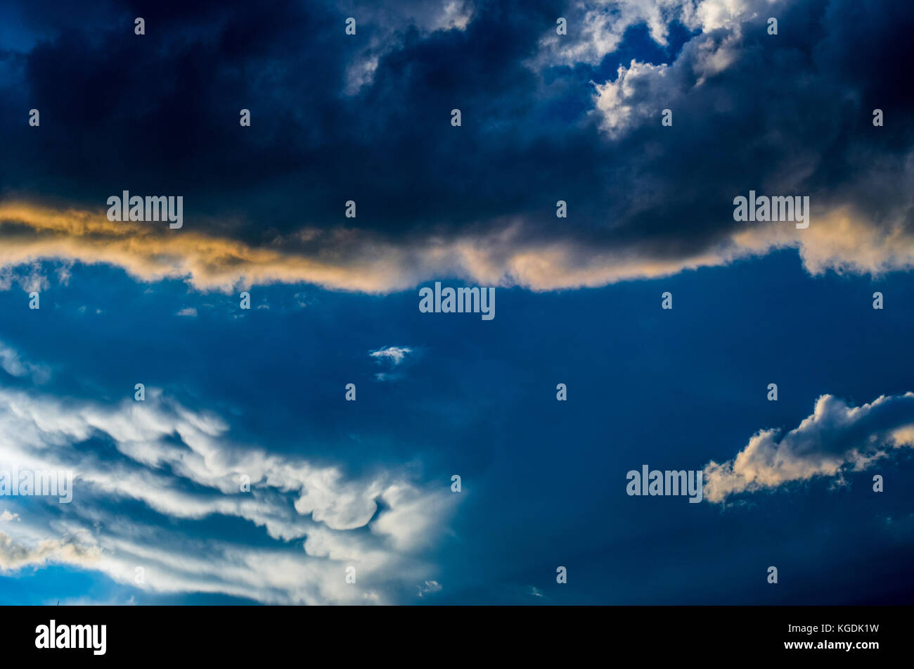 Dramatic sunset sky with colorful clouds after thunderstorm Stock Photo ...