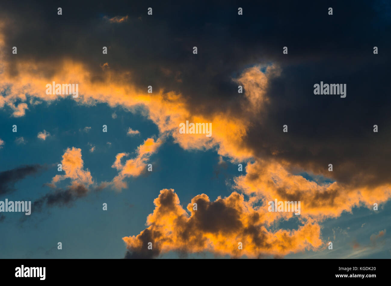 Dramatic sunset sky with colorful clouds after thunderstorm Stock Photo ...