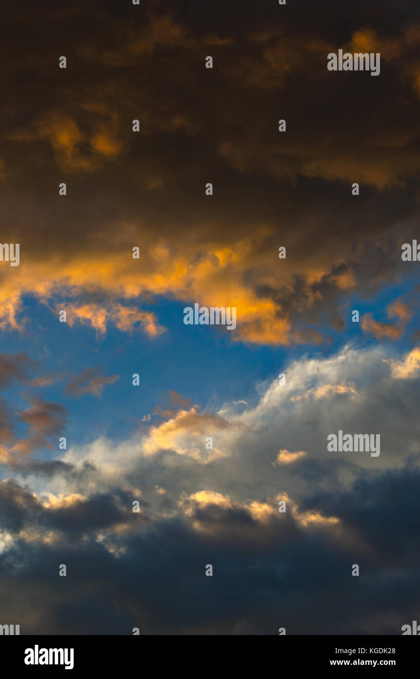 Dramatic sunset sky with colorful clouds after thunderstorm Stock Photo ...