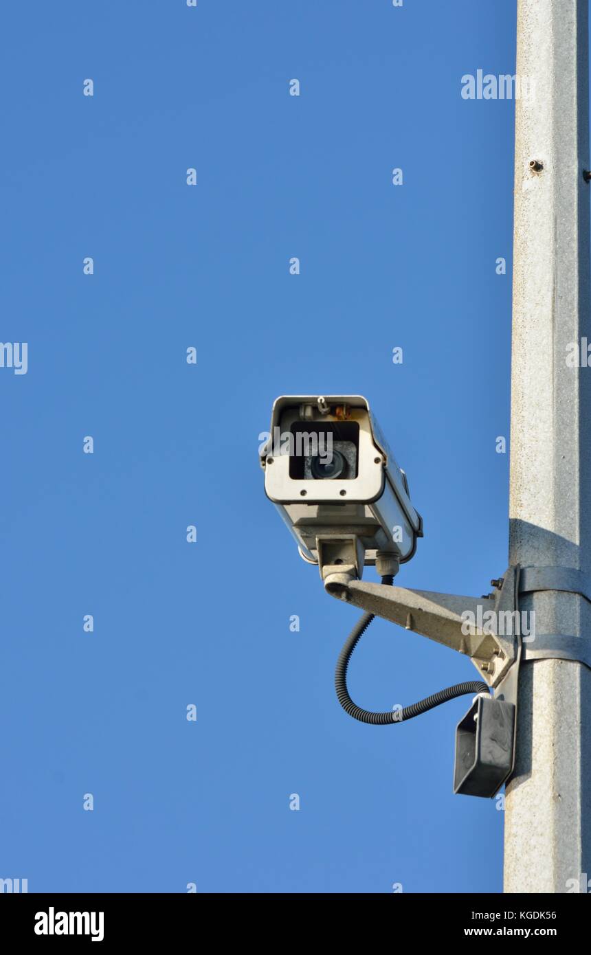 Security camera on lamp post Stock Photo Alamy