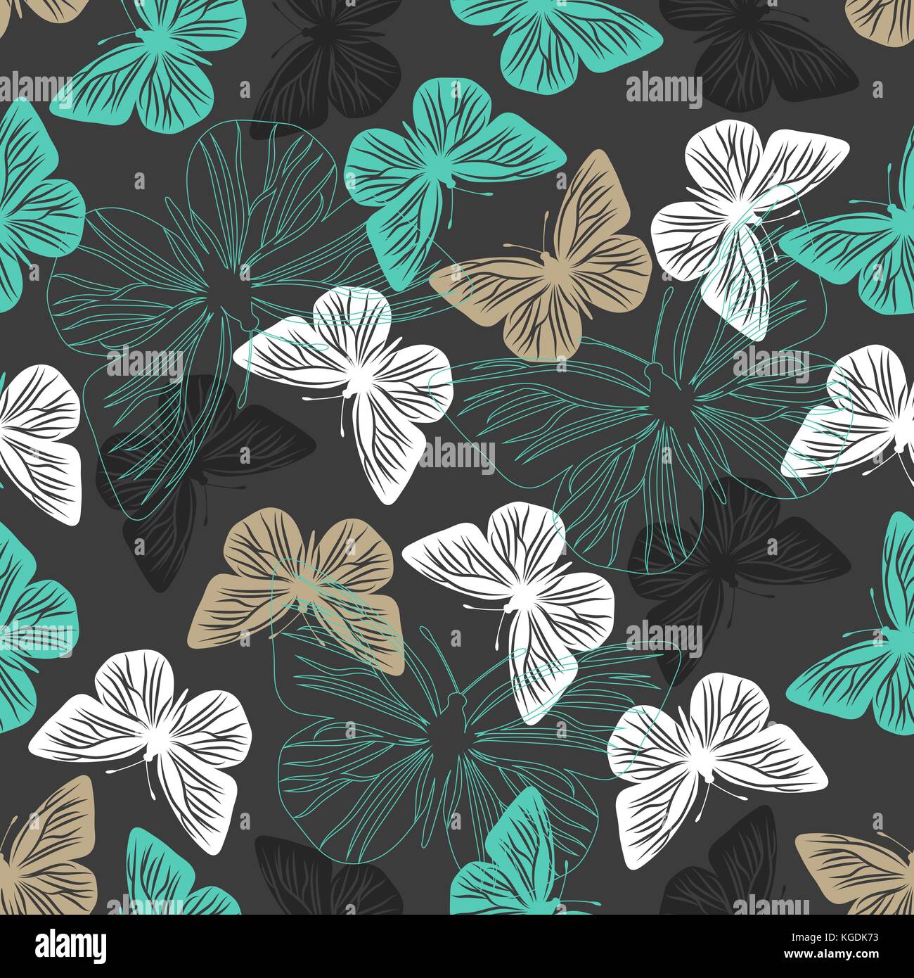 Seamless pattern with colored butterflies. Vector illustration Stock ...