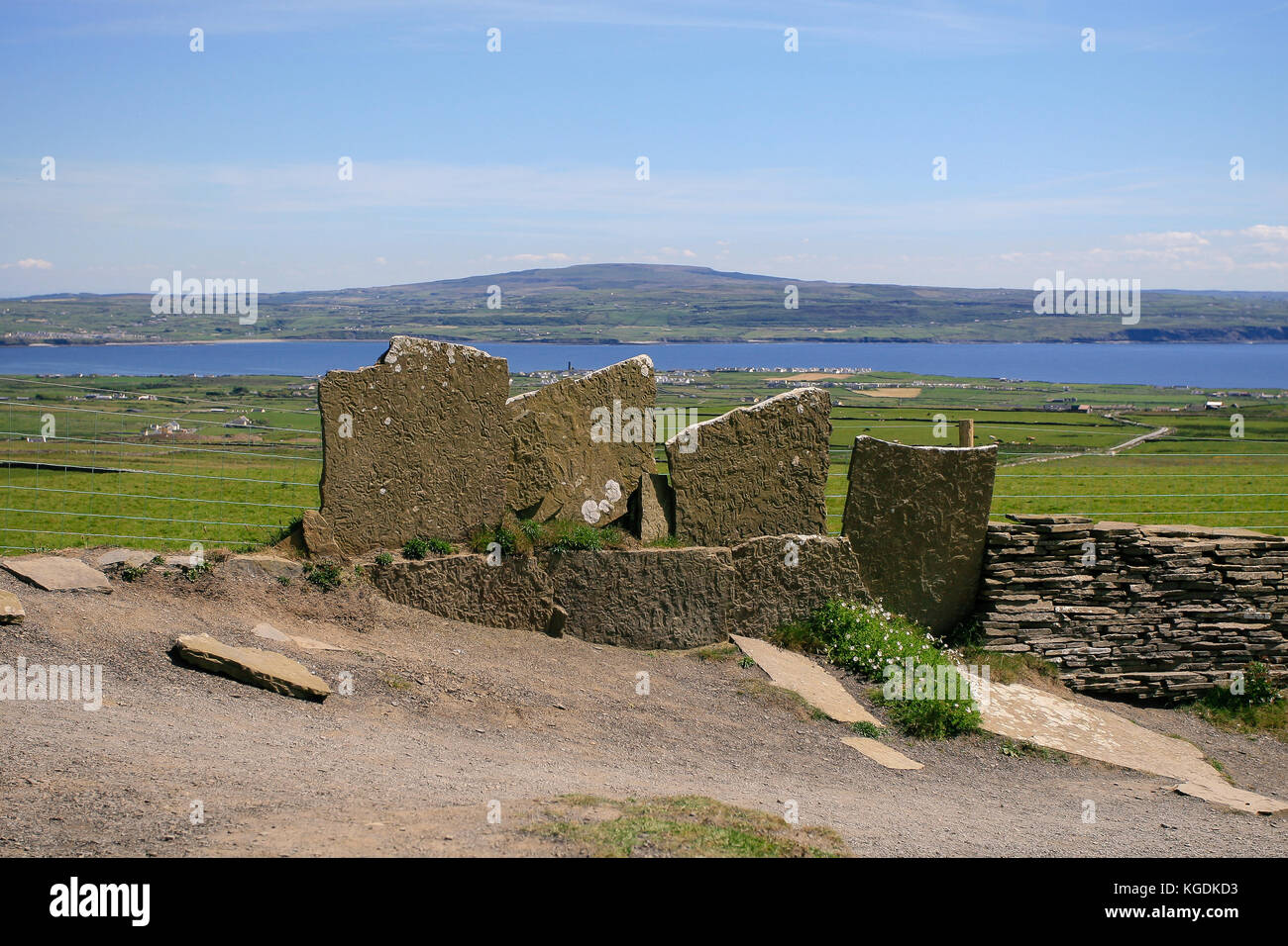 Part of the stone wall along the Cliffs of Moher trail, Liscannor, Co. Clare, Ireland Stock Photo