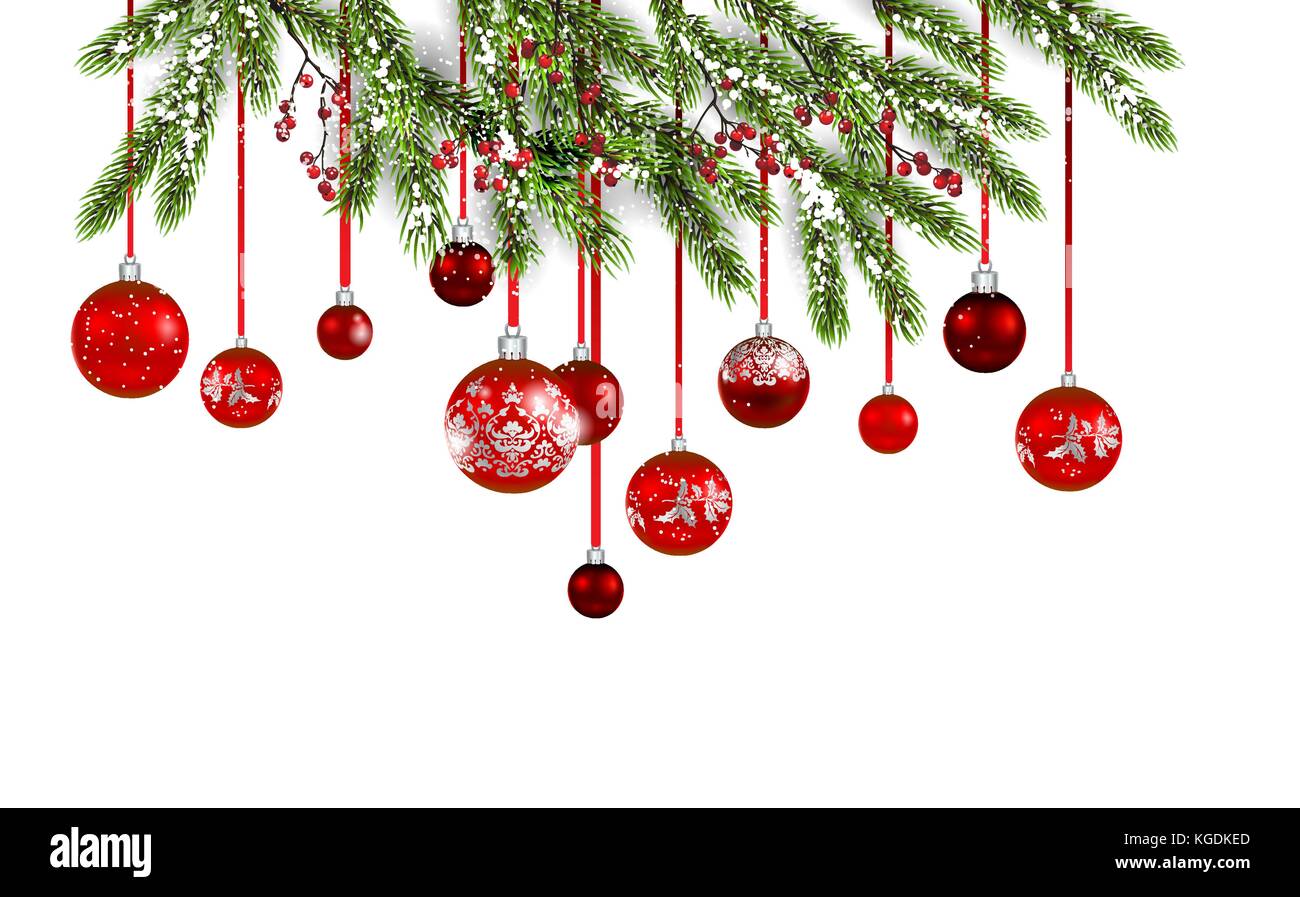 Christmas tree and red balls banner Stock Vector Image & Art - Alamy