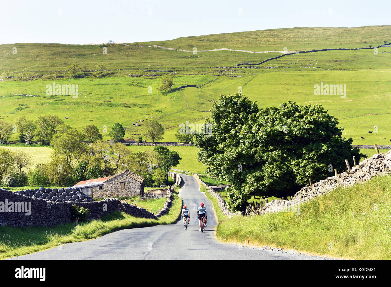 Cycling in the beautiful Yorkshire Dales landscape Stock Photo