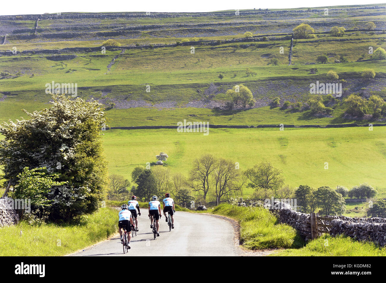 Cycling in the beautiful Yorkshire Dales landscape Stock Photo