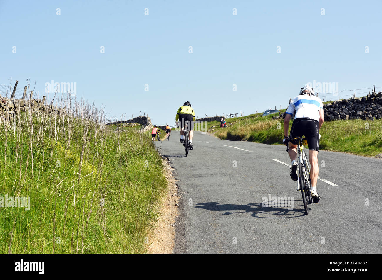 Cycling in the beautiful Yorkshire Dales landscape Stock Photo