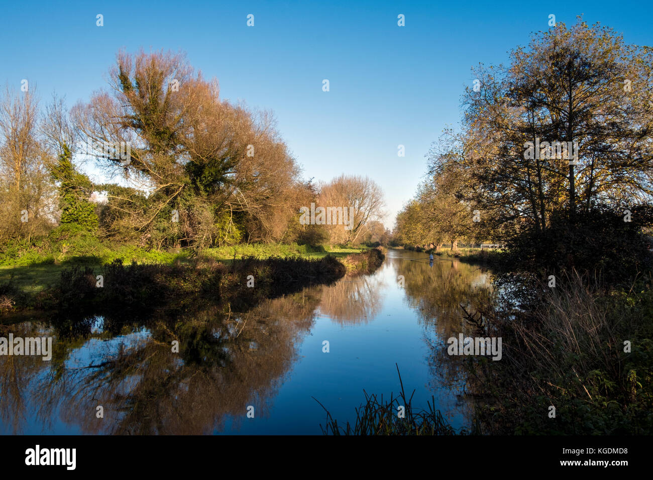 River Itchen Winchester on a glorious sunny autumn day. The River