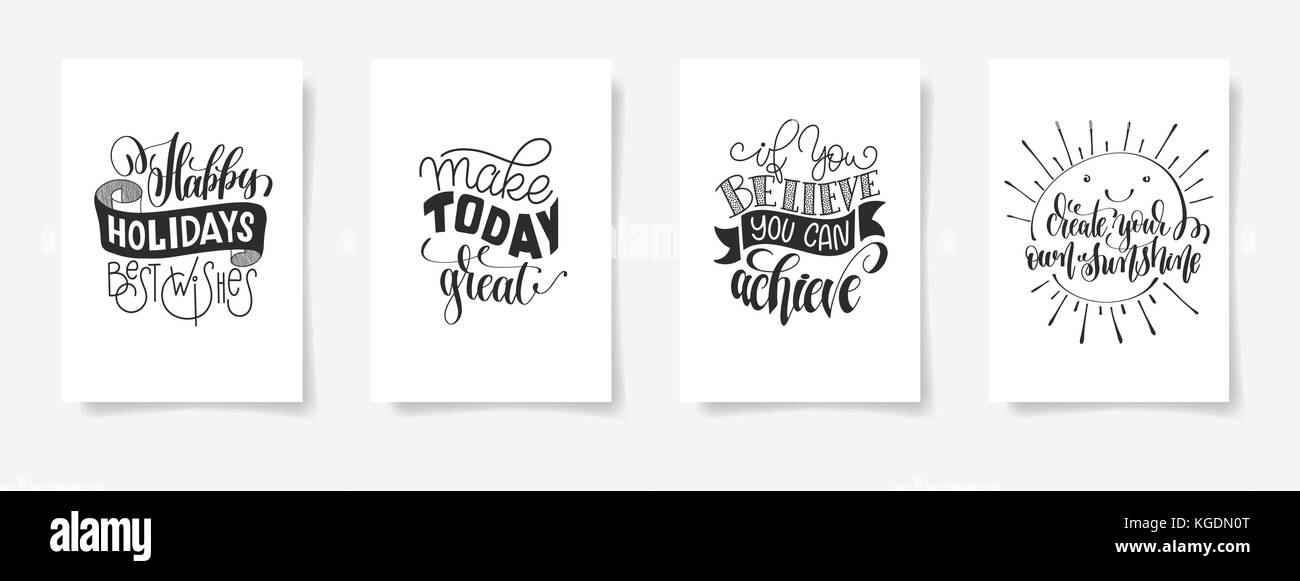 set of four hand lettering posters positive quote Stock Vector Image ...