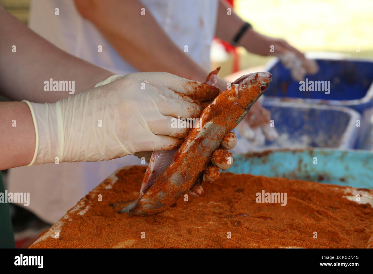 Process of frying fish / Process of frying fish Stock Photo Alamy