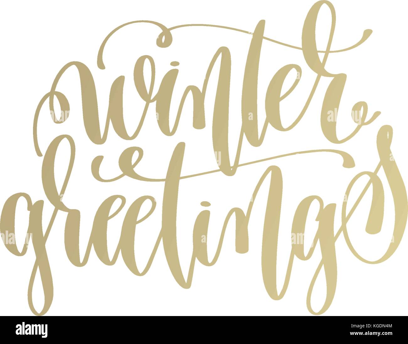 winter greetings golden hand lettering winter holidays Stock Vector ...