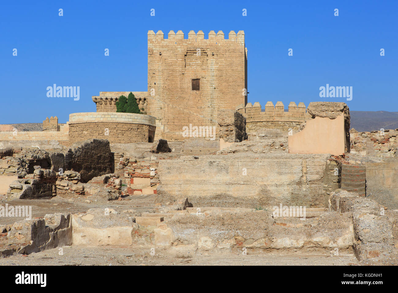 The keep of the Alcazaba (citadel) in Almeria, Spain Stock Photo