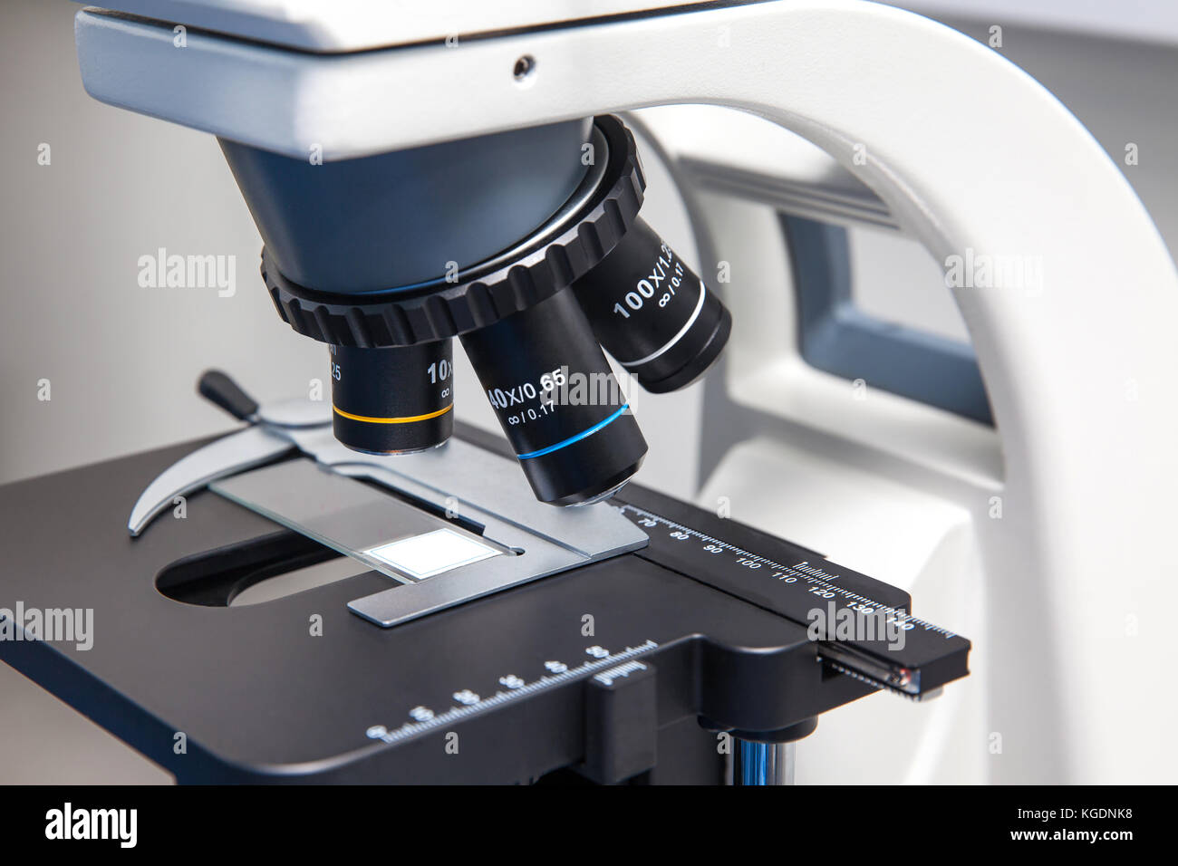 Close up of stereo microscope in the laboratory Stock Photo