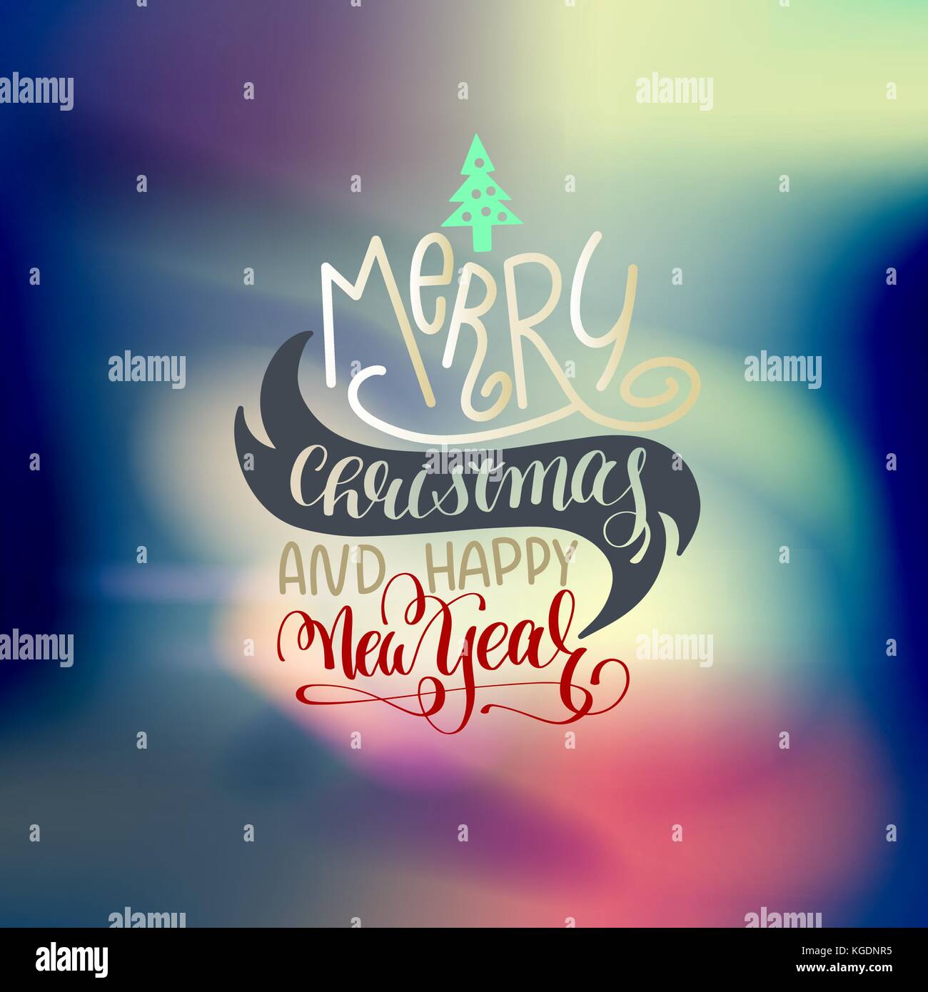 merry christmas and happy new year hand lettering poster Stock Vector ...
