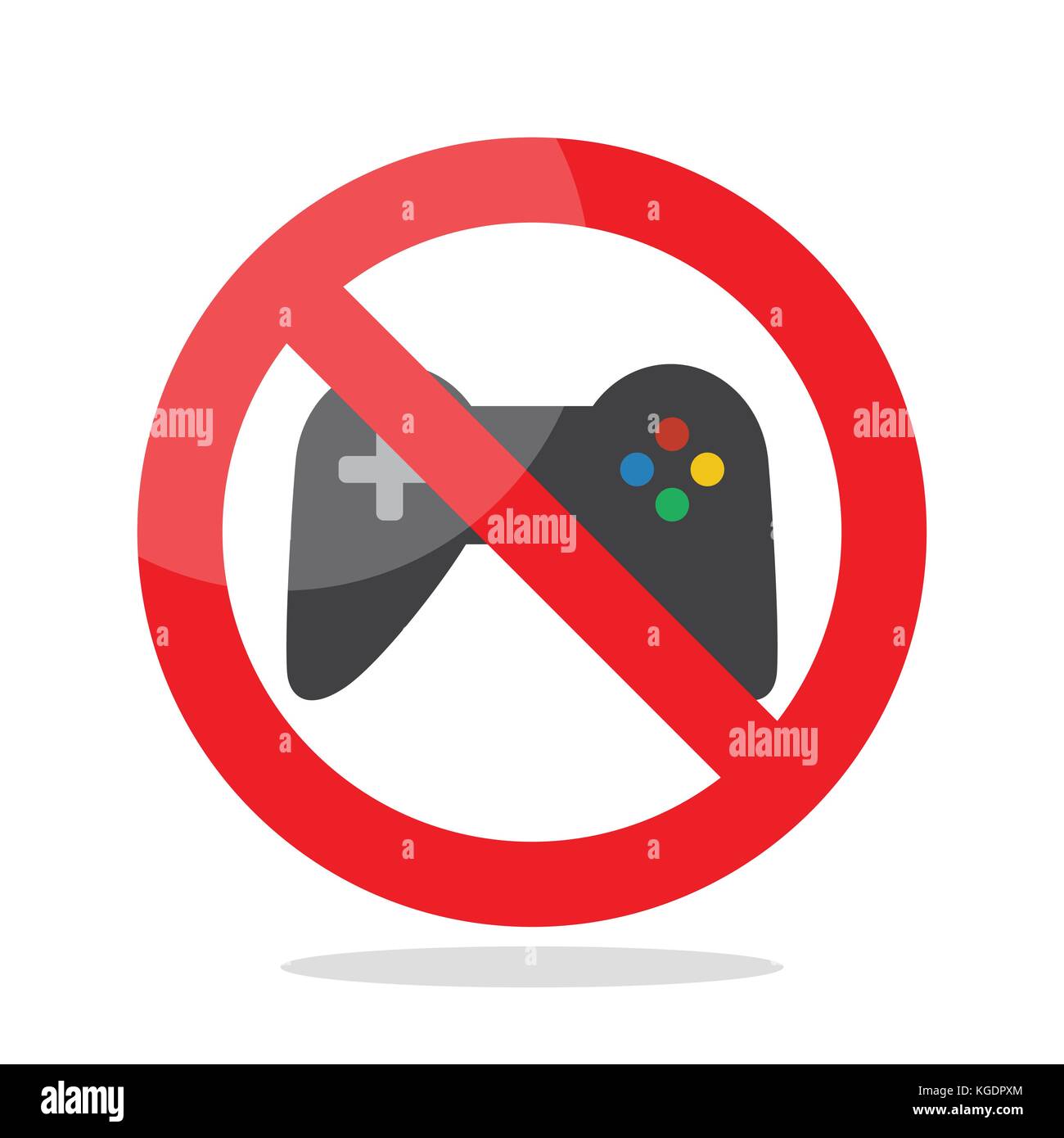 No computer games. Prohibited sign vector illustration Stock Vector