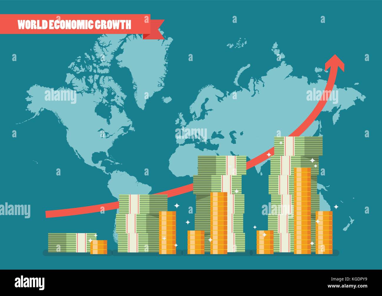 World economic growth infographic. Vector illustration Stock Vector