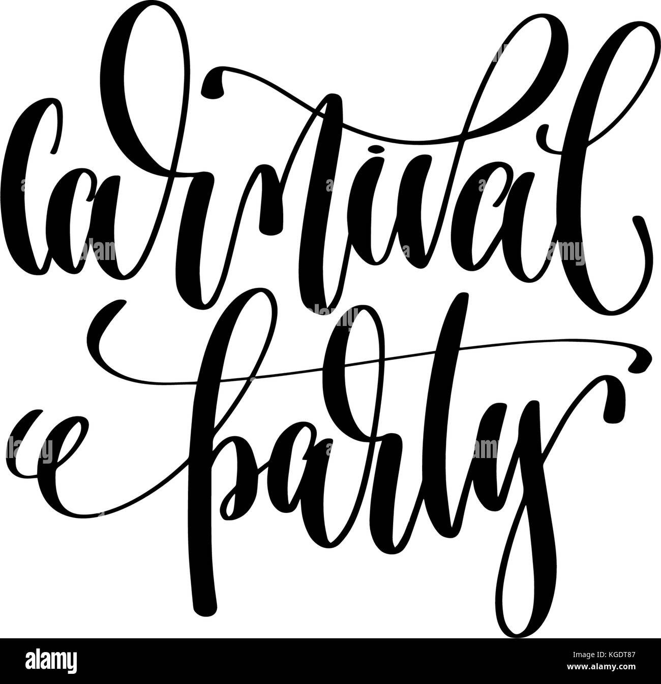 carnival party hand lettering event invitation inscription Stock Vector