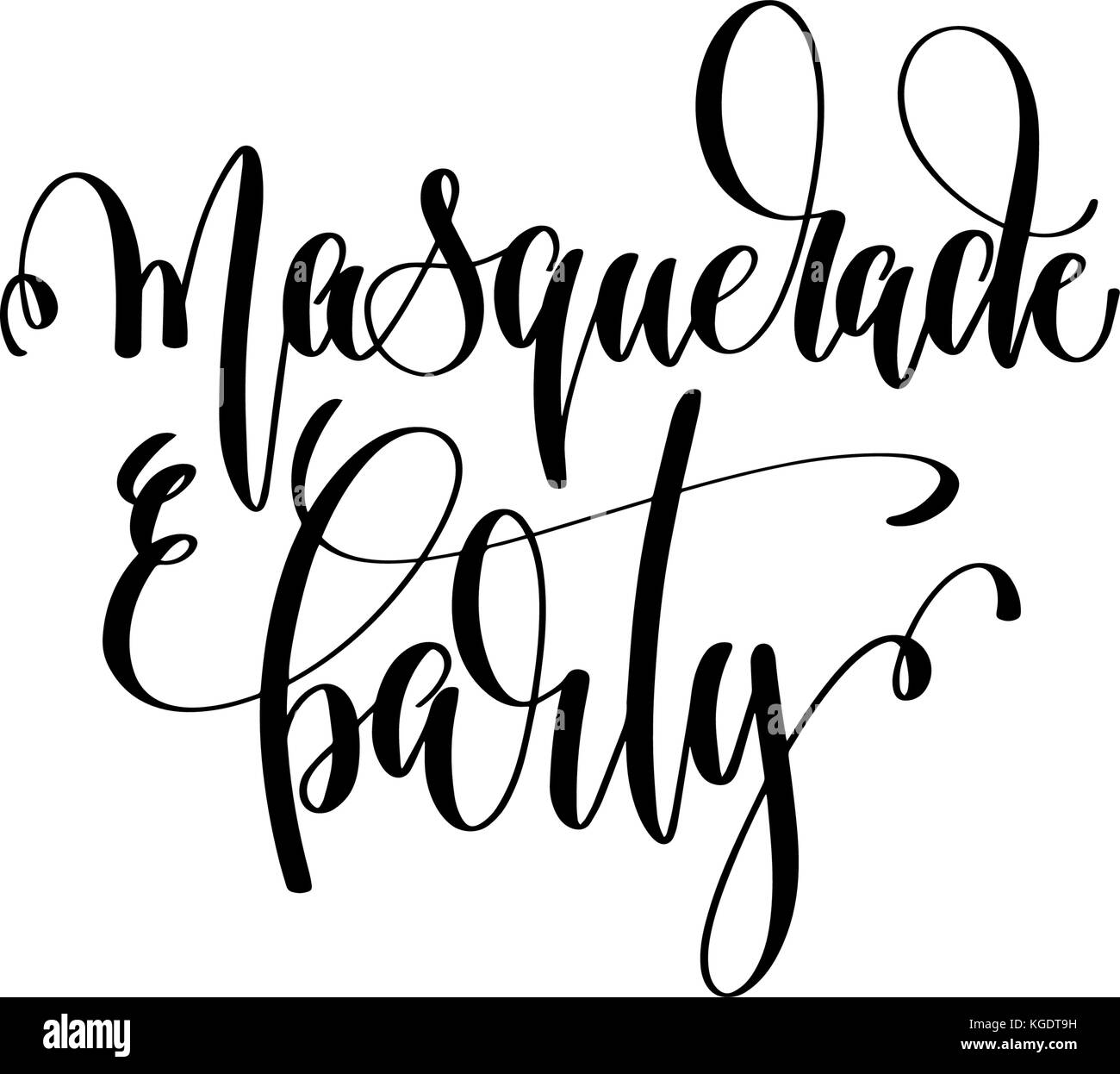 masquerade party hand lettering event invitation inscription Stock Vector