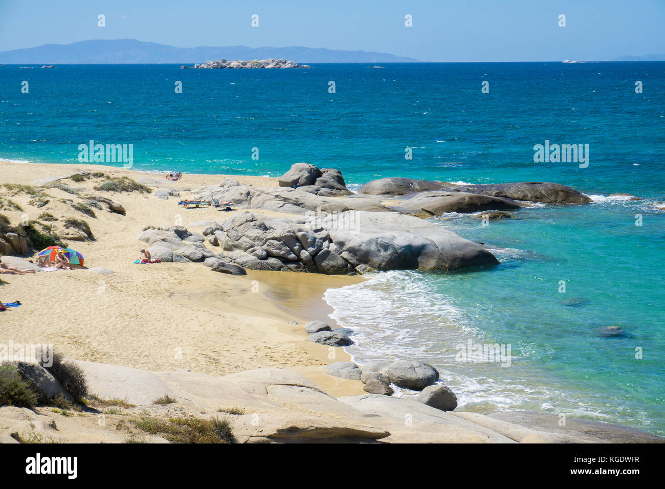 Rocks at the beach of Agia Anna, west side of Naxos island, Cyclades, Aegean, Greece Stock Photo