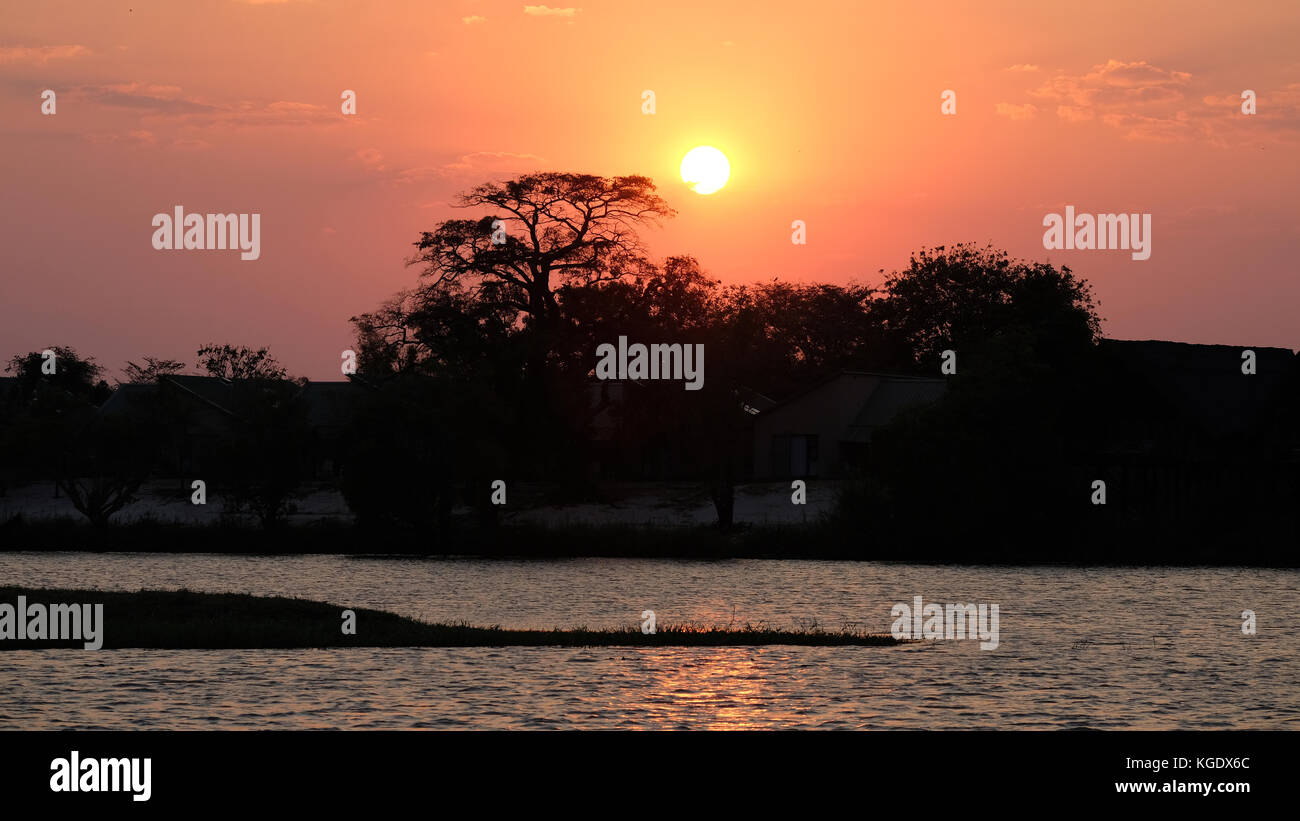 Sunset at Chobe NP Stock Photo
