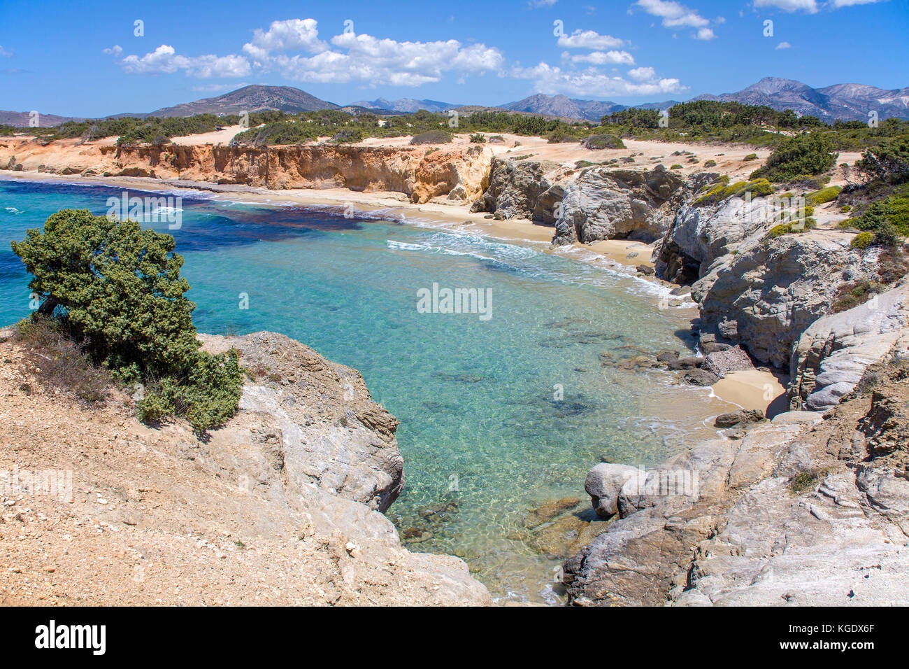Coast landsape at Alyko, westside of Naxos island, Cyclades, Aegean, Greece Stock Photo