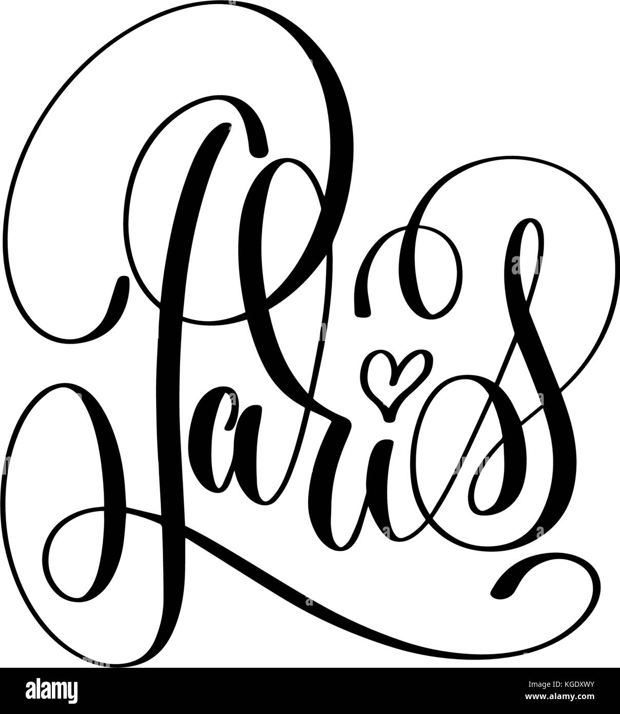Paris hand lettering modern typography inscription Stock Vector Image ...