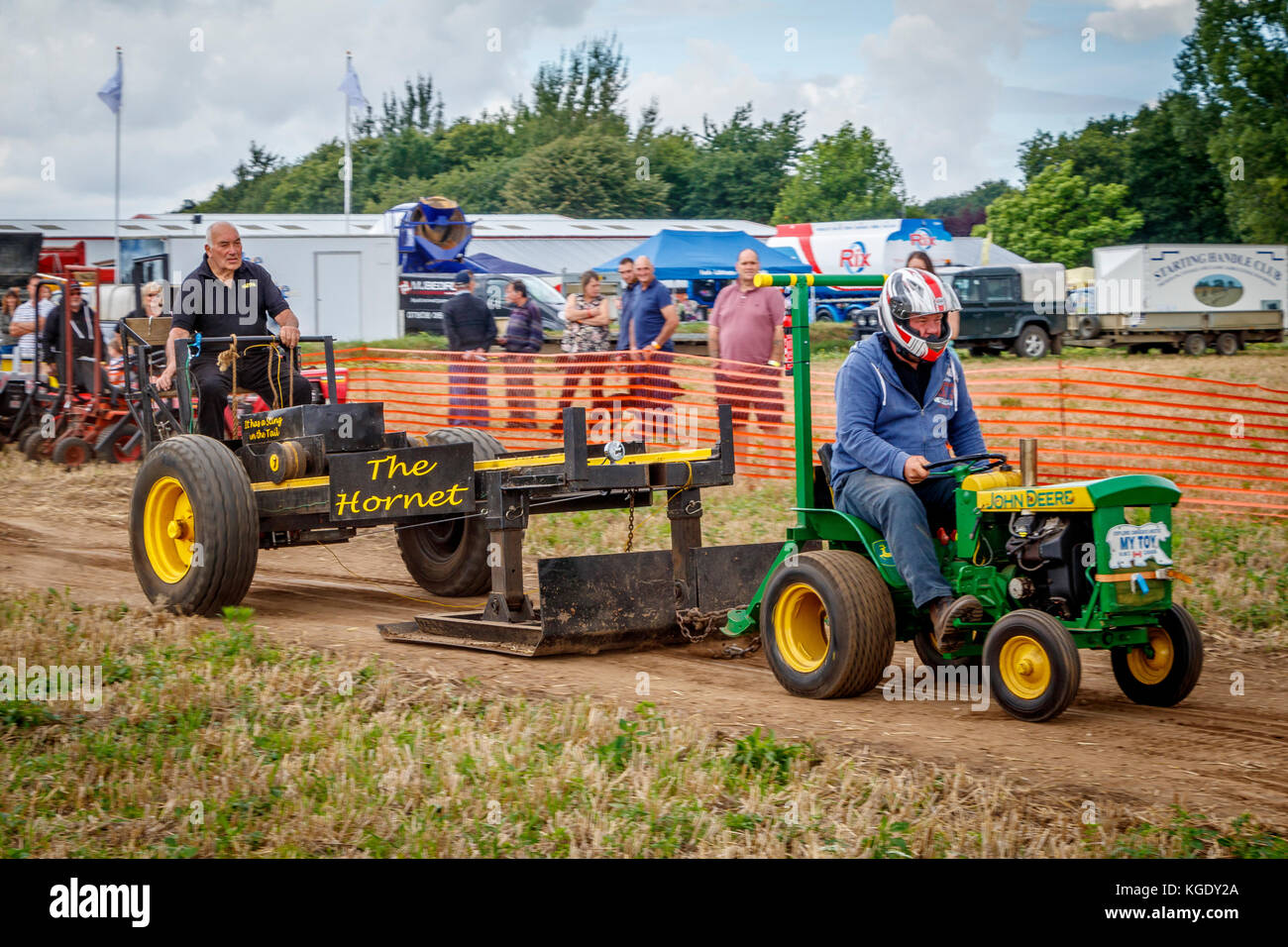 Mini Tractor Pulling competition at the Norfolk Starting Handle Club show, Marsham, UK. Stock Photo
