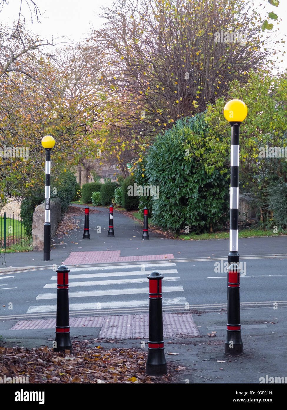 Zebra crossing with Belisha beacons Stock Photo Alamy