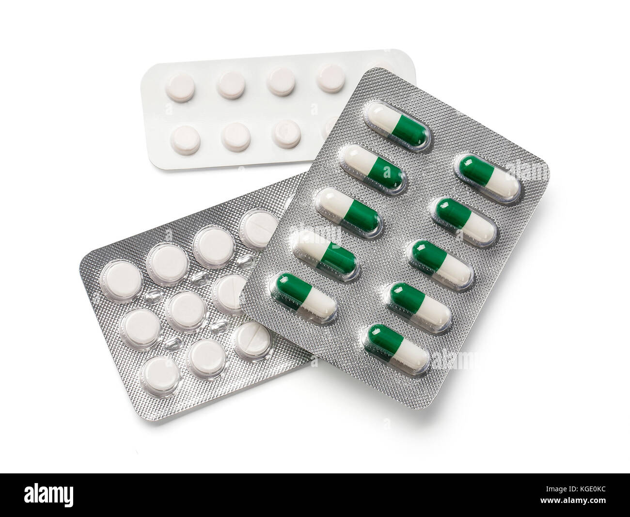 Tablets in strip isolated on white with clipping path Stock Photo - Alamy