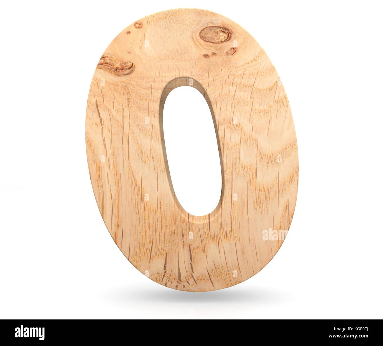 3D decorative wooden alphabet digit zero symbol - 0. Isolated on white ...