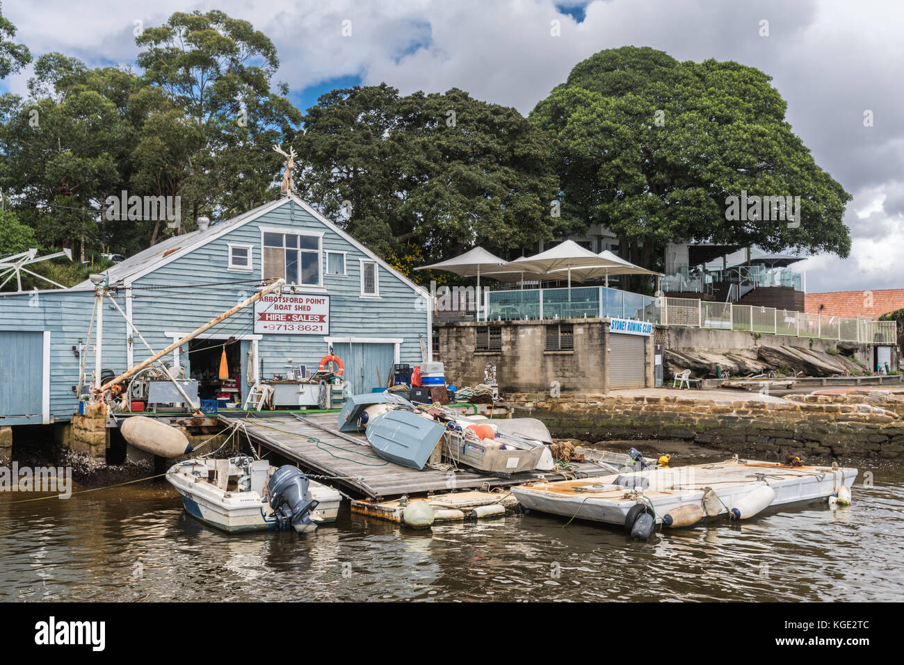 Sydney, Australia March 24, 2017 Wooden bluepainted Abbotsford boat