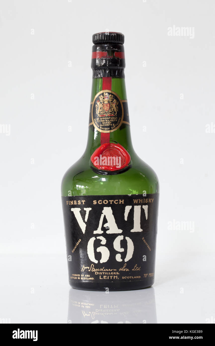 Vintage Bottle of VAT 69 Whisky Stock Photo Alamy
