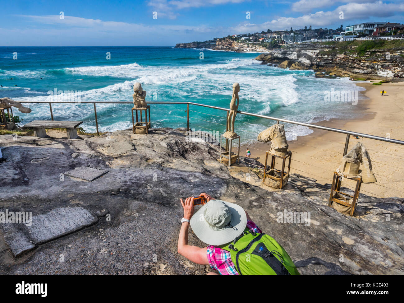 Sculpture by the sea 2017, annual exhibition on the coastal walk between Bondi and Tamara Beach, Sydney, New South Wales, Australia. Sculpture install Stock Photo