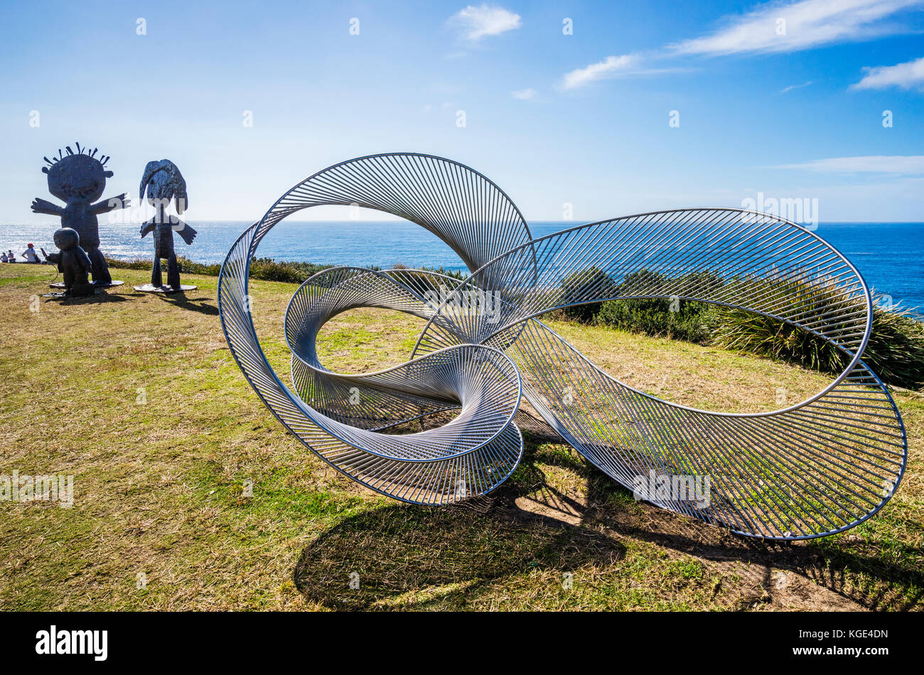 Sculpture by the sea 2017, annual exhibition on the coastal walk between Bondi and Tamara Beach, Sydney, New South Wales, Australia. Stainless steel s Stock Photo