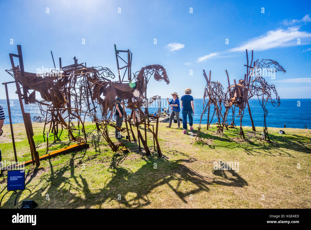 Sculpture by the sea 2017, annual exhibition on the coastal walk between Bondi and Tamara Beach, Sydney, New South Wales, Australia. Corten steel scul Stock Photo