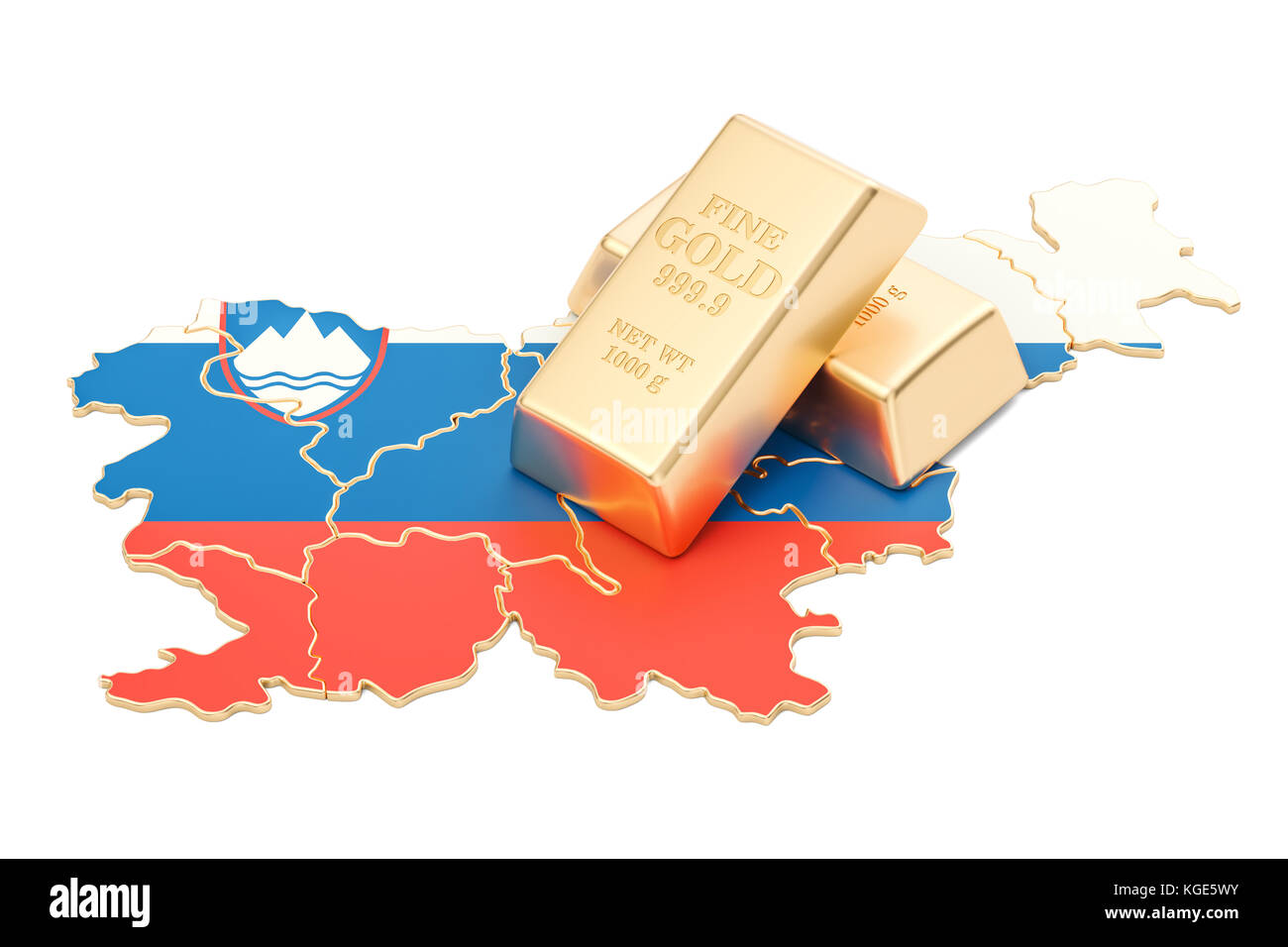 Golden reserves of Slovenia concept, 3D rendering isolated on white background Stock Photo