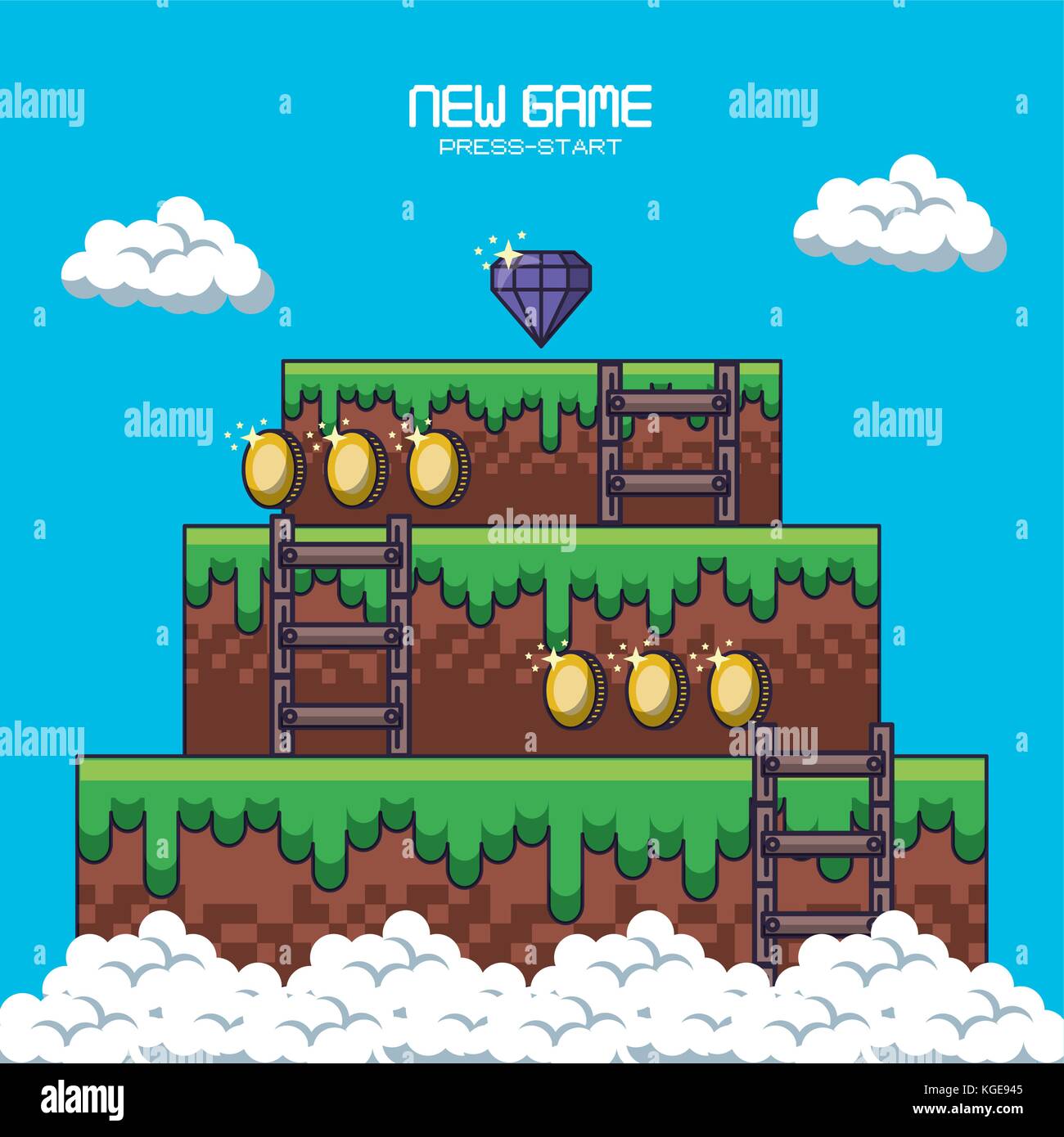 pixelated game scenery Stock Vector Image & Art - Alamy