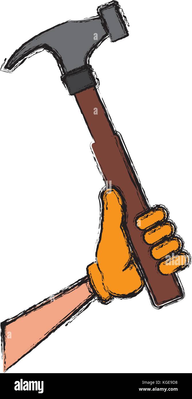 Glove holding hammer Stock Vector Image & Art - Alamy