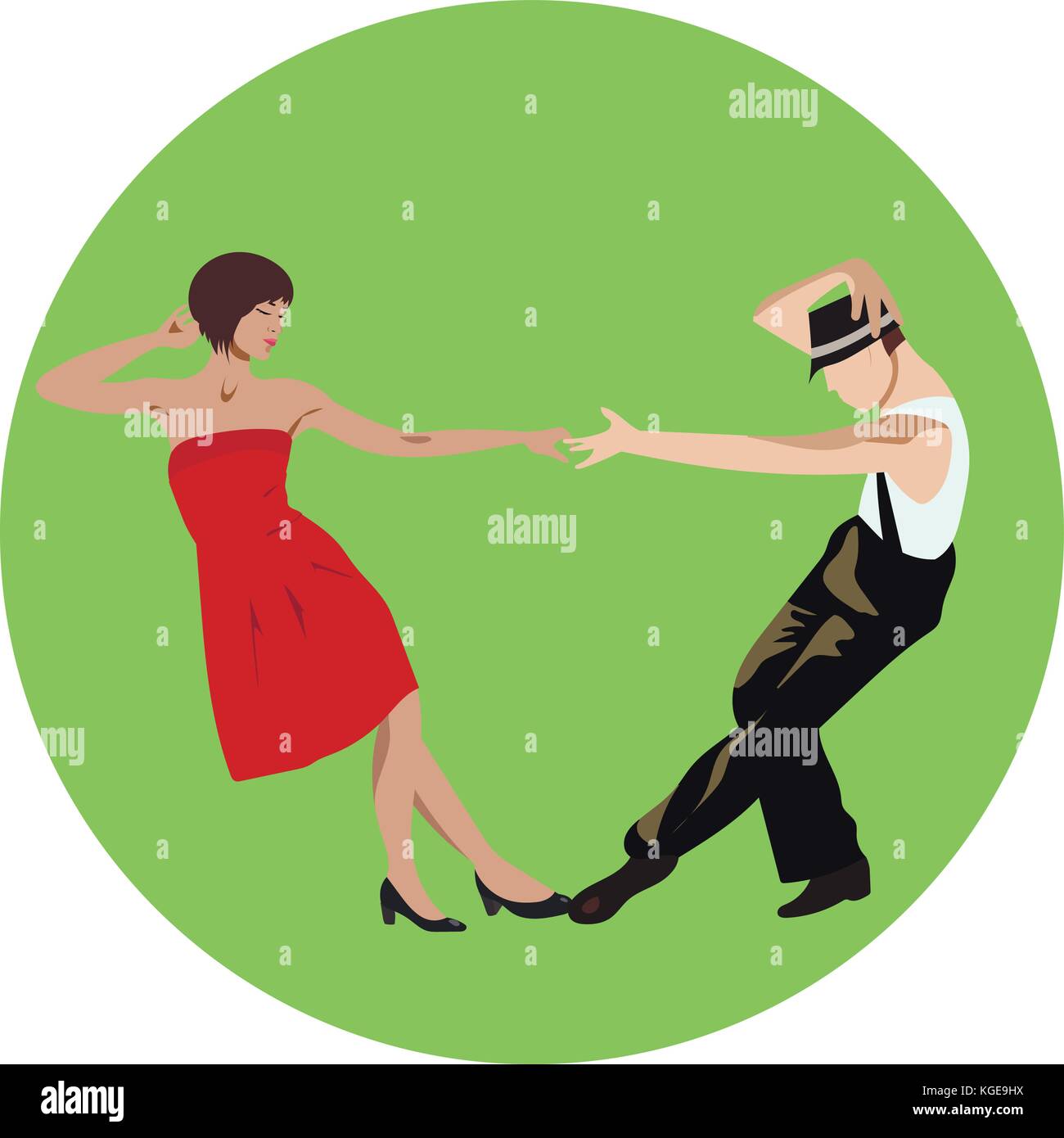 Couple man and woman dancing, vintage dance Stock Vector