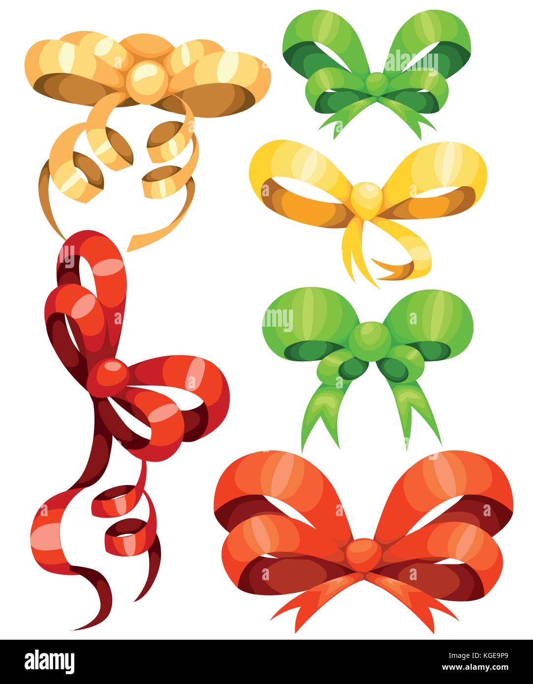 Big set of red gift bows with ribbons Vector illustration Web site page ...