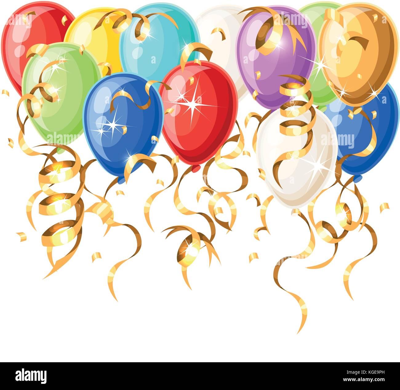 Colorful realistic helium balloons isolated on white background Vector ...