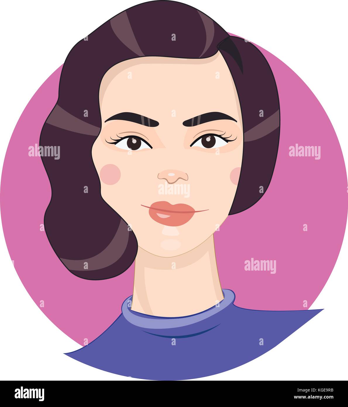 Portrait of an attractive young girl. Vector illustration in flat