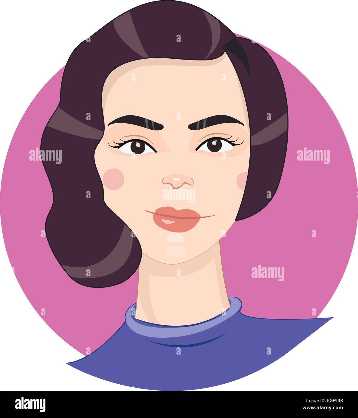 Cartoon Girl Portrait in Vector Stock Vector