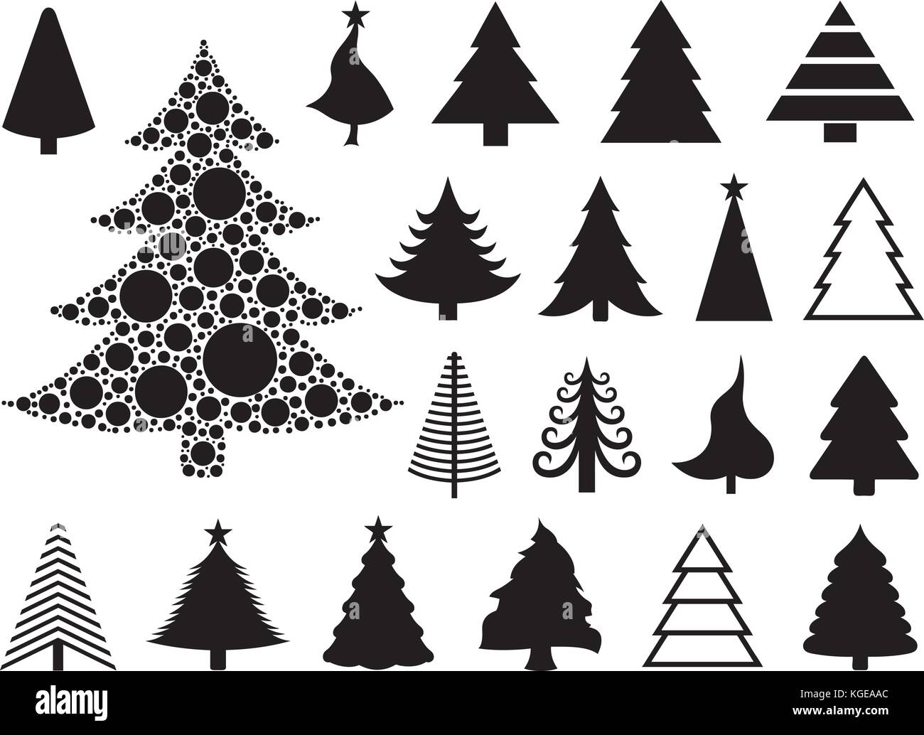 Set of different Christmas trees isolated on white Stock Vector Image ...