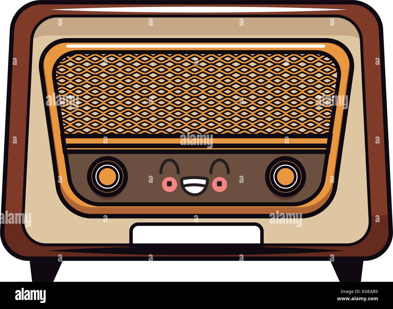 Vintage radio stereo kawaii cute cartoon Stock Vector Image & Art - Alamy