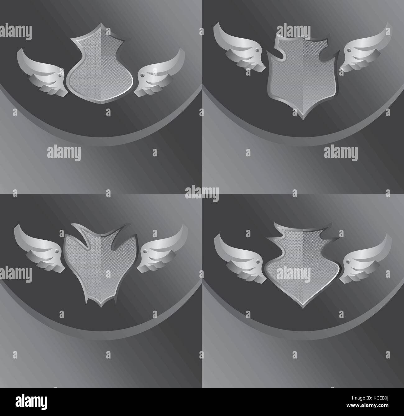 silver shield and wing theme vector illustration Stock Vector Image ...