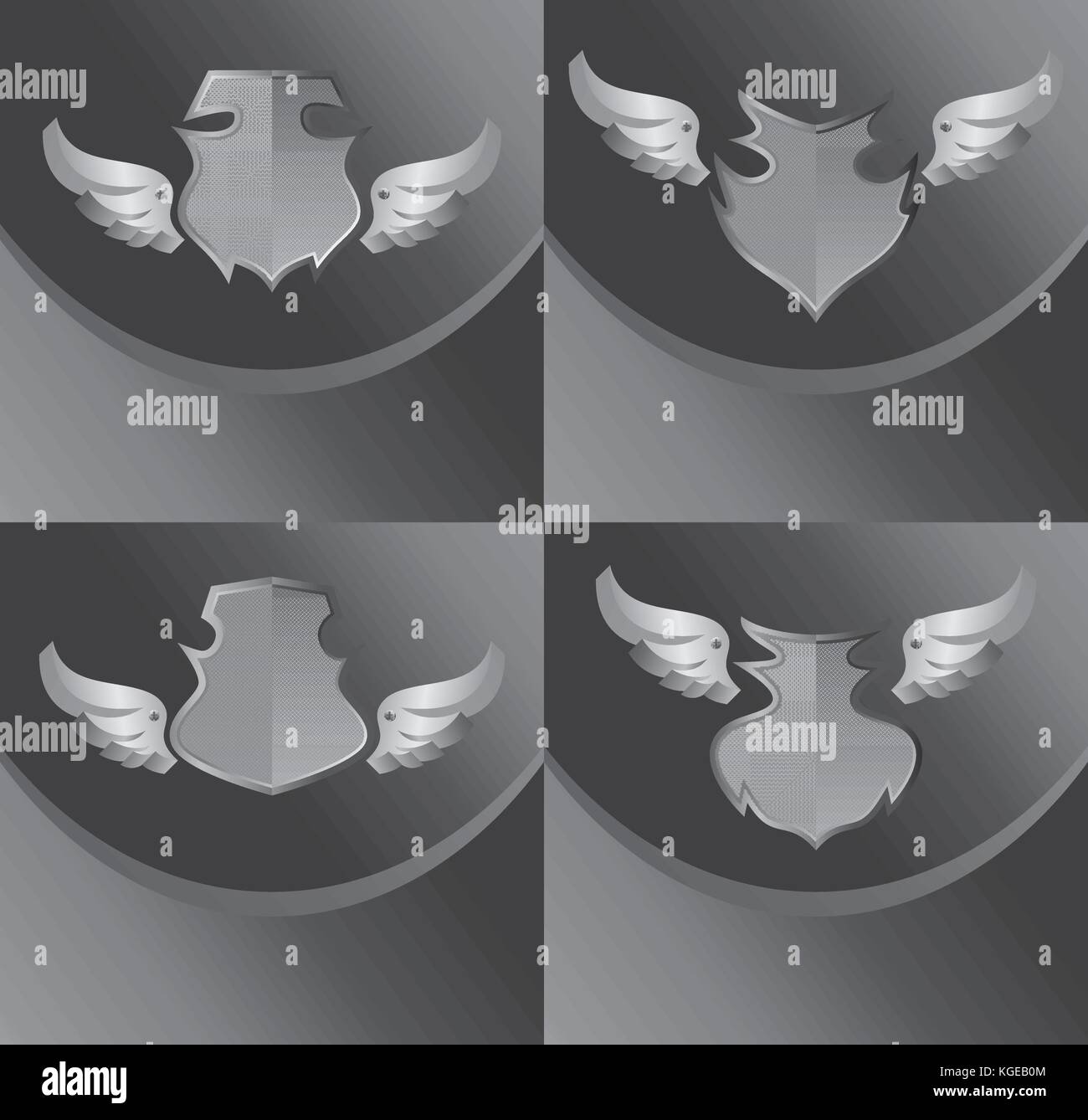 silver shield and wing theme vector illustration Stock Vector Image ...