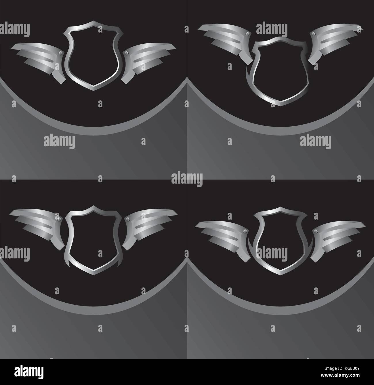 silver shield and wing theme vector illustration Stock Vector Image ...